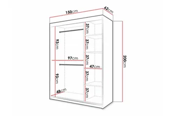 Dunvegan Garderobe med speil - Svart - Oppbevaring - Garderober & garderobesystem