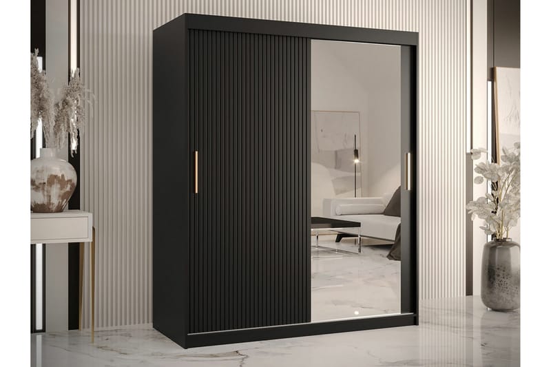 Dunvegan Garderobe med speil - Svart - Oppbevaring - Garderober & garderobesystem