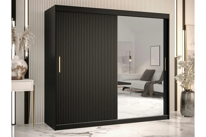 Dunvegan Garderobe med speil - Svart - Oppbevaring - Garderober & garderobesystem