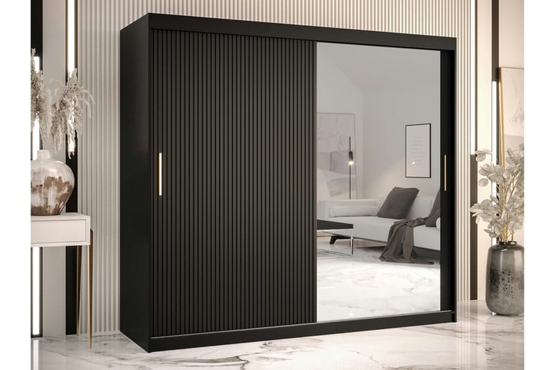 Dunvegan Garderobe med speil - Svart - Oppbevaring - Garderober & garderobesystem