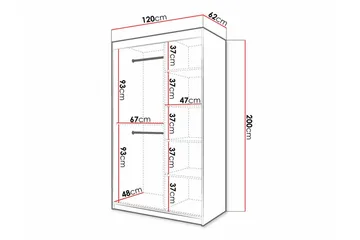 Dunvegan Garderobeskap 120 cm i Malt Tre - Hvit - Oppbevaring - Garderober & garderobesystem