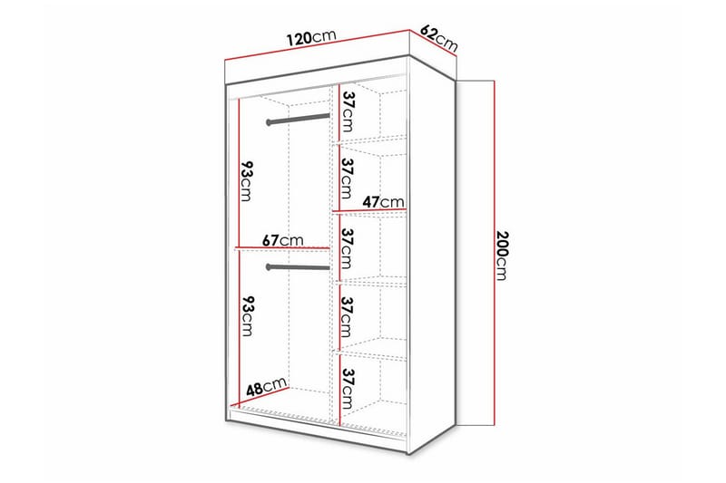 Dunvegan Garderobeskap 120 cm i Malt Tre - Hvit - Oppbevaring - Garderober & garderobesystem