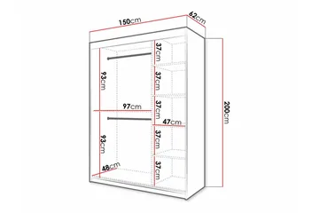 Dunvegan Garderobeskap 150 cm i Malt Tre - Hvit - Oppbevaring - Garderober & garderobesystem