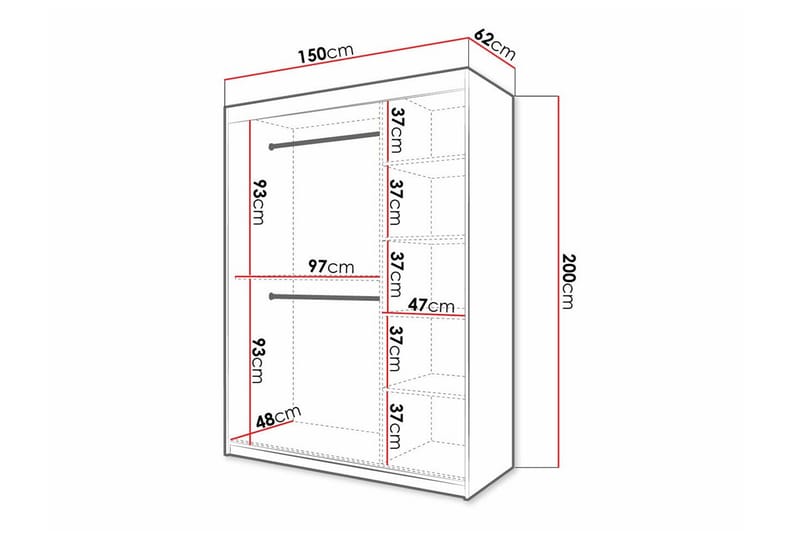 Dunvegan Garderobeskap 150 cm i Malt Tre - Hvit - Oppbevaring - Garderober & garderobesystem