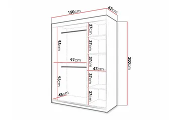 Dunvegan Garderobeskap 150 cm i Malt Tre - Svart - Oppbevaring - Garderober & garderobesystem