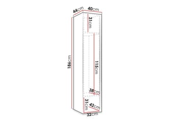 Dunvegan Garderobeskap med Speil 40 cm i Malt Tre - Svart - Oppbevaring - Garderober & garderobesystem