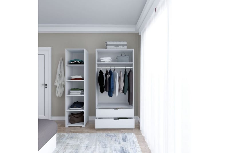Durusu Garderobe 130x183 cm - Hvit - Oppbevaring - Garderober & garderobesystem