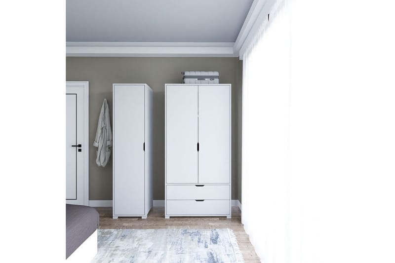 Durusu Garderobe 130x183 cm - Hvit - Oppbevaring - Garderober & garderobesystem