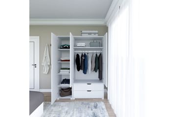 Durusu Garderobe 130x183 cm - Hvit - Oppbevaring - Garderober & garderobesystem