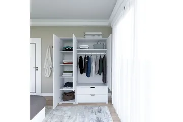 Durusu Garderobe 130x183 cm - Hvit - Oppbevaring - Garderober & garderobesystem