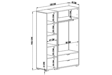 Durusu Garderobe 130x183 cm - Hvit - Oppbevaring - Garderober & garderobesystem