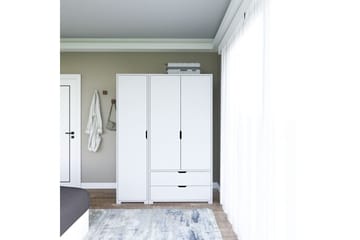 Durusu Garderobe 130x183 cm - Hvit - Oppbevaring - Garderober & garderobesystem