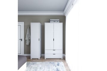 Durusu Garderobe 130x183 cm - Hvit - Oppbevaring - Garderober & garderobesystem