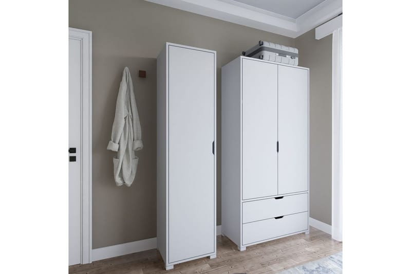 Durusu Garderobe 130x183 cm - Hvit - Oppbevaring - Garderober & garderobesystem