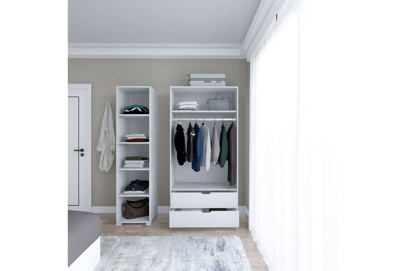 Durusu Garderobe 130x183 cm - Hvit - Oppbevaring - Garderober & garderobesystem
