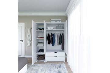Durusu Garderobe 130x183 cm - Hvit - Oppbevaring - Garderober & garderobesystem