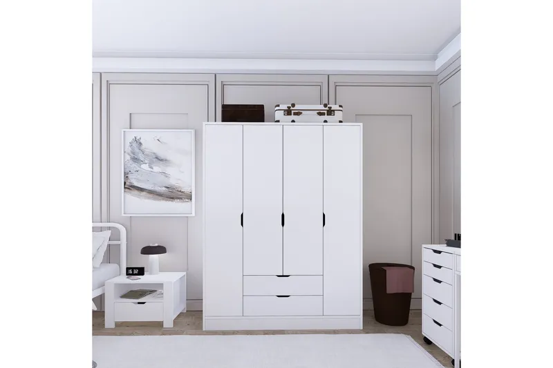 Durusu Garderobe 140x182 cm - Matt hvit - Oppbevaring - Garderober & garderobesystem