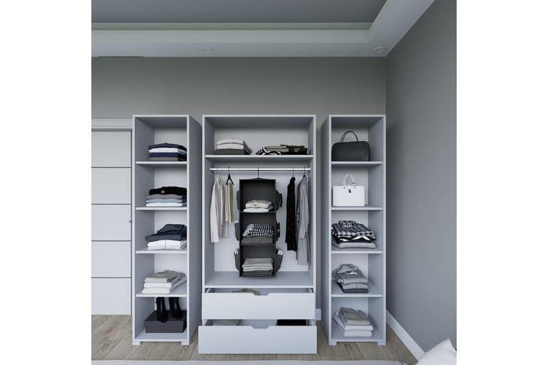 Durusu Garderobe 170x183 cm - Matt hvit - Oppbevaring - Garderober & garderobesystem
