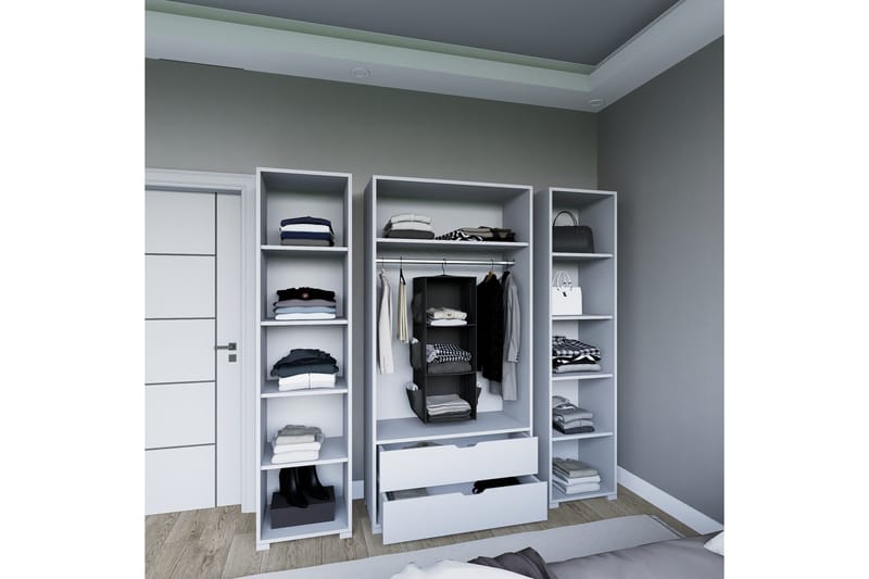 Durusu Garderobe 170x183 cm - Matt hvit - Oppbevaring - Garderober & garderobesystem