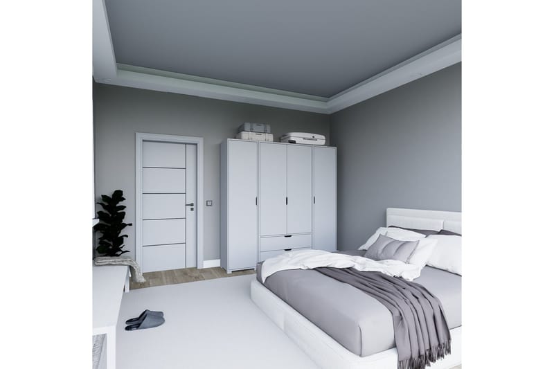 Durusu Garderobe 170x183 cm - Matt hvit - Oppbevaring - Garderober & garderobesystem