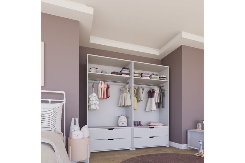 Durusu Garderobe 180x183 cm - Matt hvit - Oppbevaring - Garderober & garderobesystem