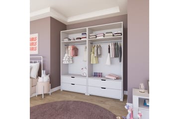 Durusu Garderobe 180x183 cm - Matt hvit - Oppbevaring - Garderober & garderobesystem