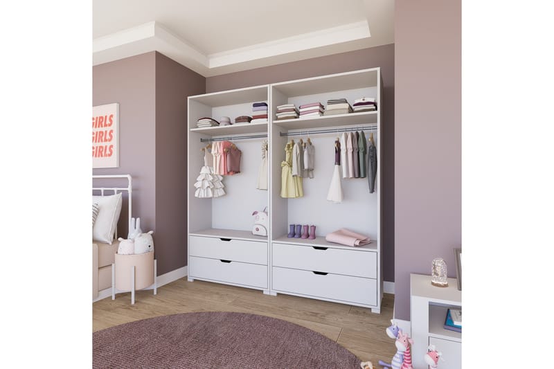 Durusu Garderobe 180x183 cm - Matt hvit - Oppbevaring - Garderober & garderobesystem