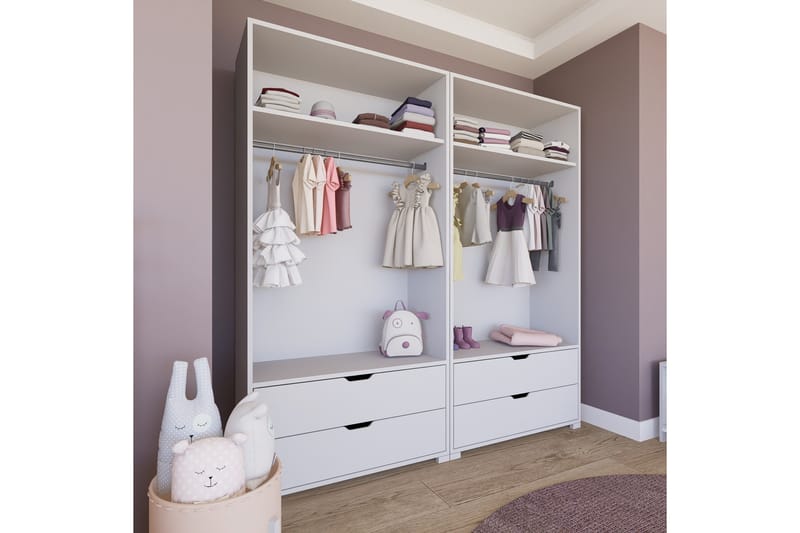 Durusu Garderobe 180x183 cm - Matt hvit - Oppbevaring - Garderober & garderobesystem