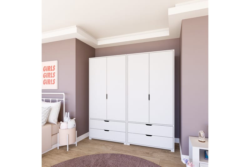 Durusu Garderobe 180x183 cm - Matt hvit - Oppbevaring - Garderober & garderobesystem