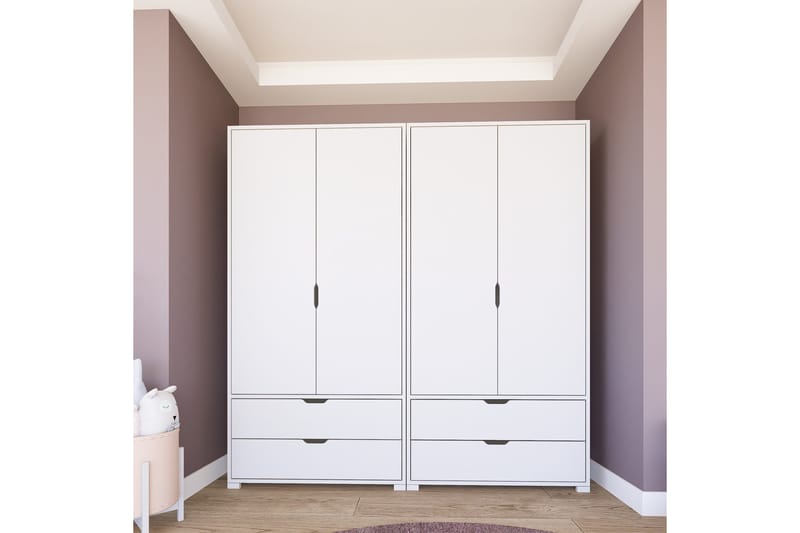 Durusu Garderobe 180x183 cm, Matt hvit