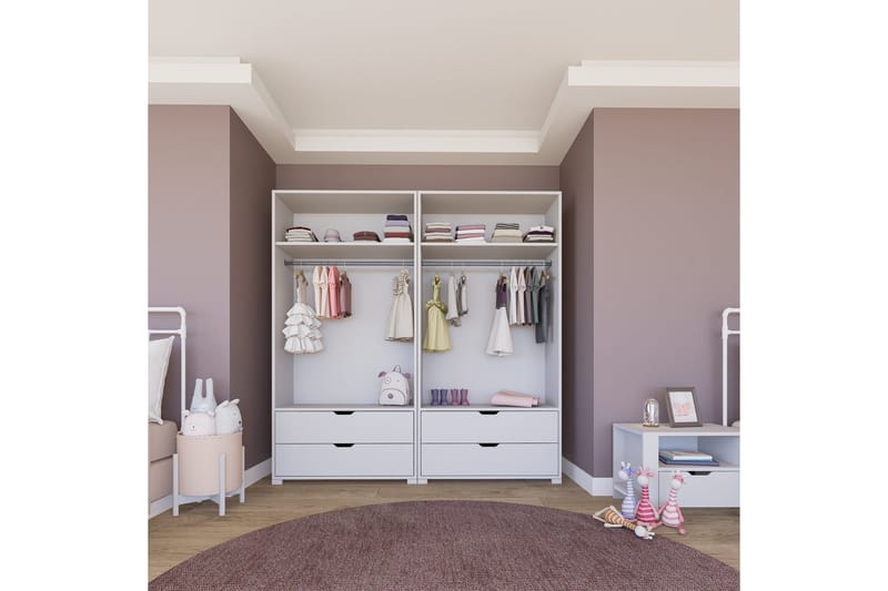 Durusu Garderobe 180x183 cm - Matt hvit - Oppbevaring - Garderober & garderobesystem