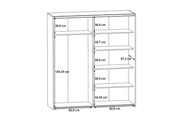 Edessa Garderobe 62x171 cm - Grå - Oppbevaring - Garderober & garderobesystem