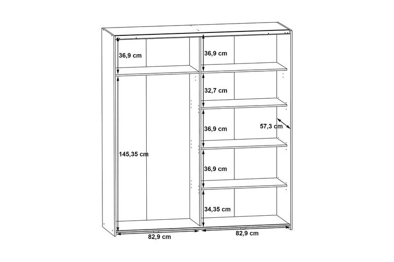 Edessa Garderobe 62x171 cm - Grå - Oppbevaring - Garderober & garderobesystem