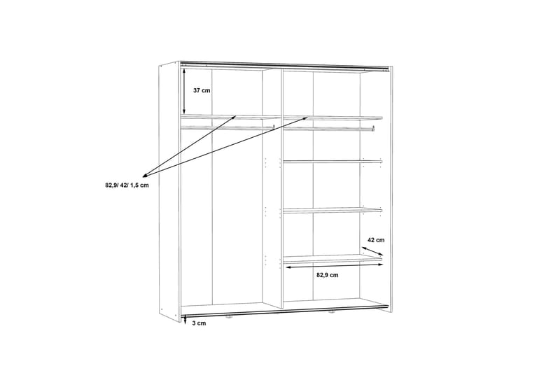 Edessa Garderobe 62x171 cm - Hvit - Oppbevaring - Garderober & garderobesystem