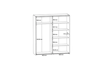Edessa Garderobe 62x171 cm - Mørkegrå - Oppbevaring - Garderober & garderobesystem