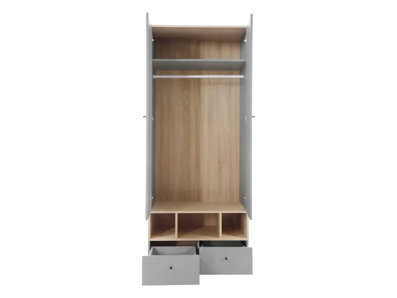 Edson Garderobeskap 80 cm med Oppbevaring i Lyst Tre - Lysegrå - Oppbevaring - Garderober & garderobesystem