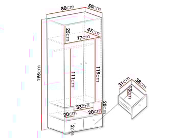 Edson Garderobeskap 80 cm - Oppbevaring - Garderober & garderobesystem