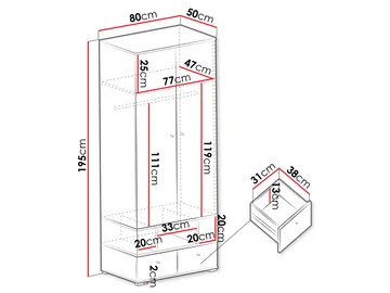 Edson Garderobeskap 80 cm - Oppbevaring - Garderober & garderobesystem
