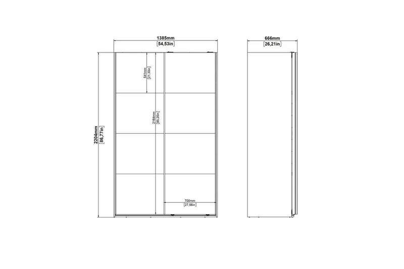 Elvos Garderobe 139x220 cm - Natur - Oppbevaring - Garderober & garderobesystem