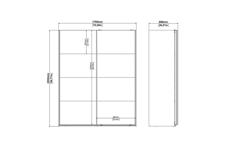 Elvos Garderobe 179x220 cm - Hvit - Oppbevaring - Garderober & garderobesystem