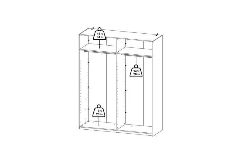 Elvos Garderobe 179x220 cm - Hvit - Oppbevaring - Garderober & garderobesystem
