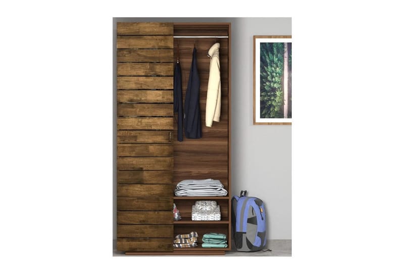 Elvric Garderobe 90x187 cm - Brun - Oppbevaring - Garderober & garderobesystem