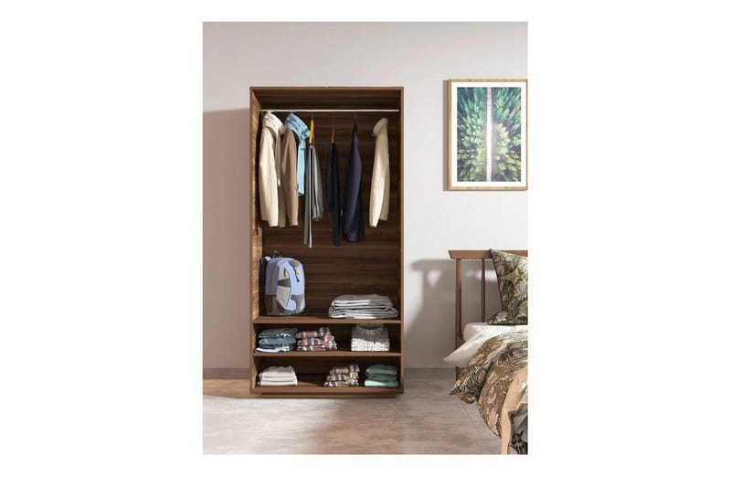 Elvric Garderobe 90x187 cm - Brun - Oppbevaring - Garderober & garderobesystem