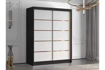 Emet Garderobe 150x200 cm - Hvit/Svart - Oppbevaring - Garderober & garderobesystem