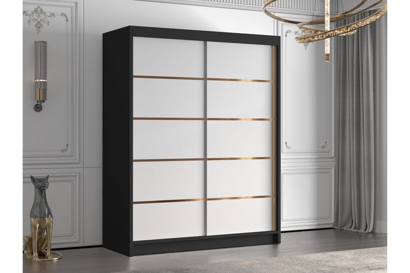 Emet Garderobe 150x200 cm - Hvit/Svart - Oppbevaring - Garderober & garderobesystem