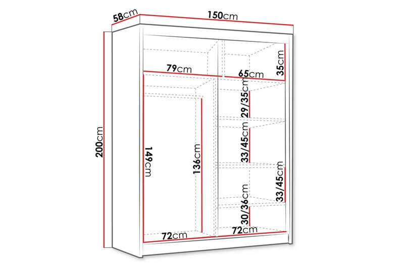 Emet Garderobe 150x200 cm - Svart - Oppbevaring - Garderober & garderobesystem