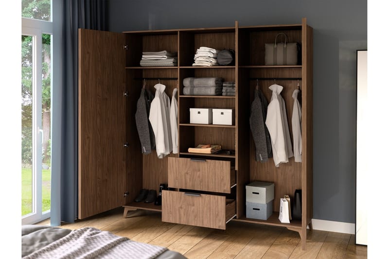 Entsian Garderobe 185x192 cm - Brun - Oppbevaring - Garderober & garderobesystem