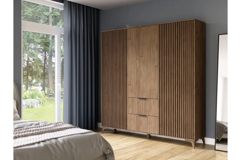 Entsian Garderobe 185x192 cm - Brun - Oppbevaring - Garderober & garderobesystem