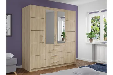 Escaldes Garderobe med Skuffer + Dører 196 cm - Beige / Tre / Natur - Oppbevaring - Garderober & garderobesystem