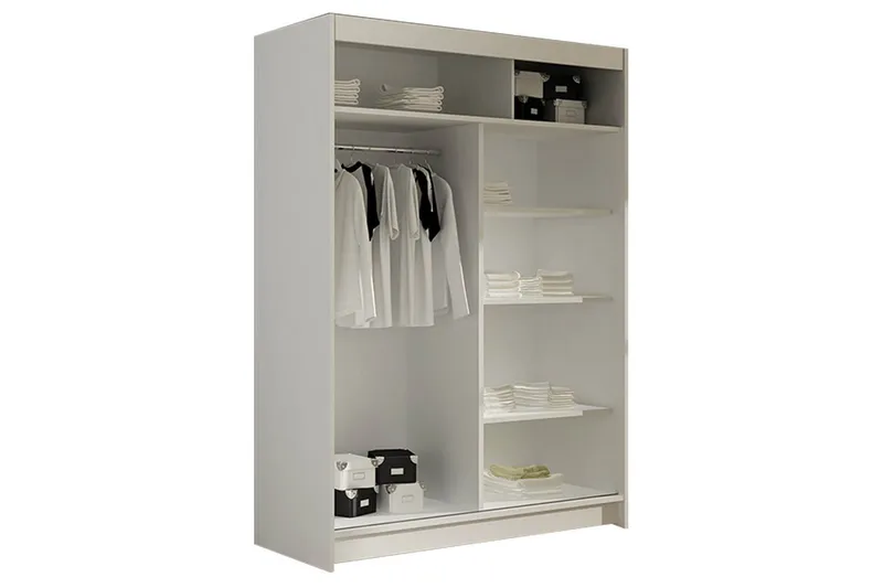 Estella Garderobe 120 cm Skyvedører Delt Speil - Eik - Oppbevaring - Garderober & garderobesystem